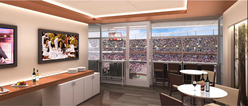 inside a luxury suite in the new 49ers Santa Clara Stadium